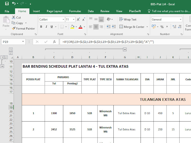 format_Bar_bending_schedule_plat_lantai