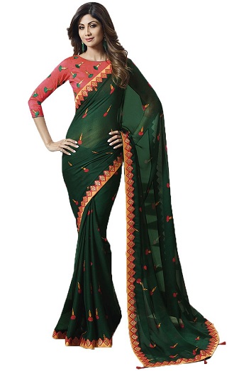Printed Sarees With Embroidery