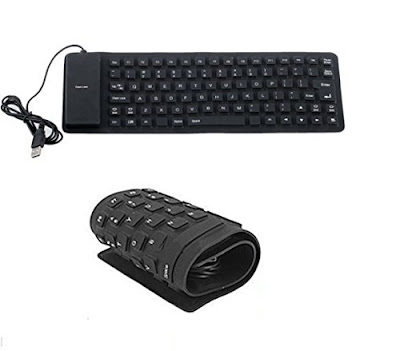 Outre Lightweight Ultra-Slim Portable Flexible Foldable Silent Silicon USB Keyboard