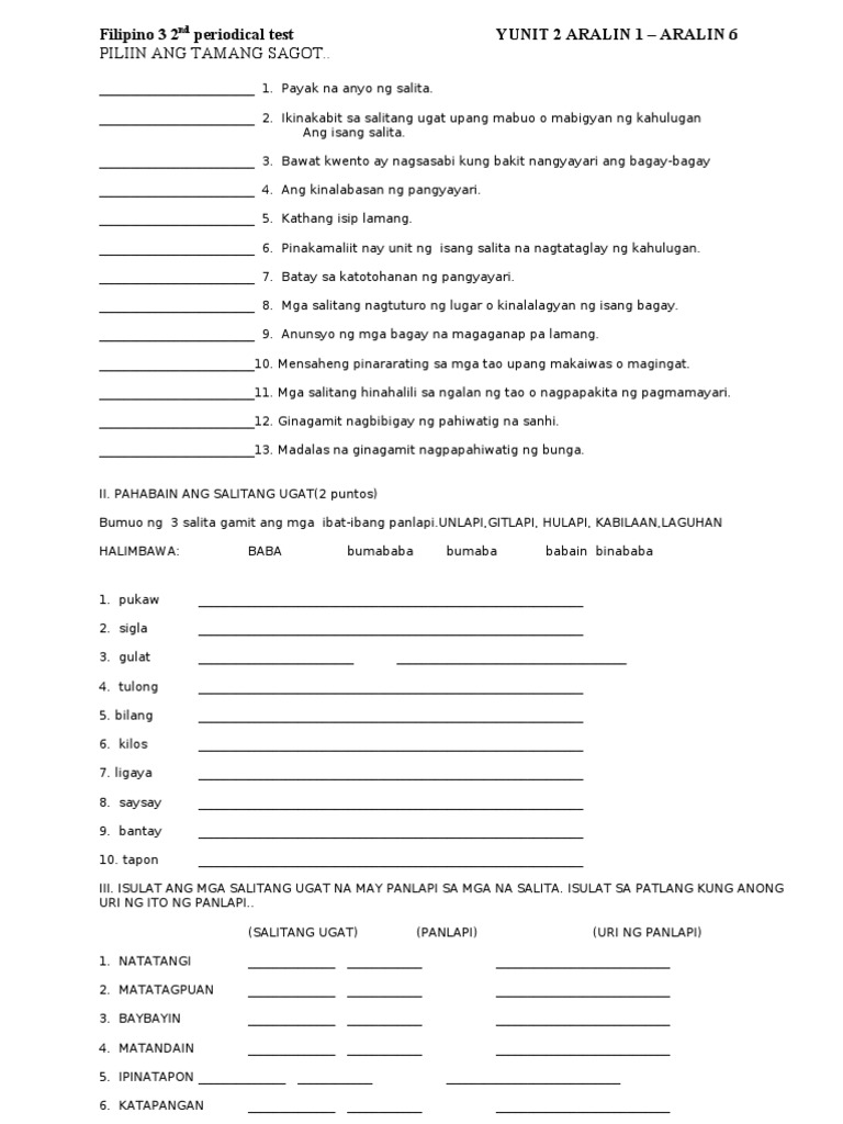 worksheets panghalip paari wwwmadreviewnet