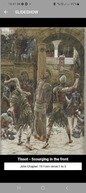 b) Tissot - Scourging in the front John 19: 1-3