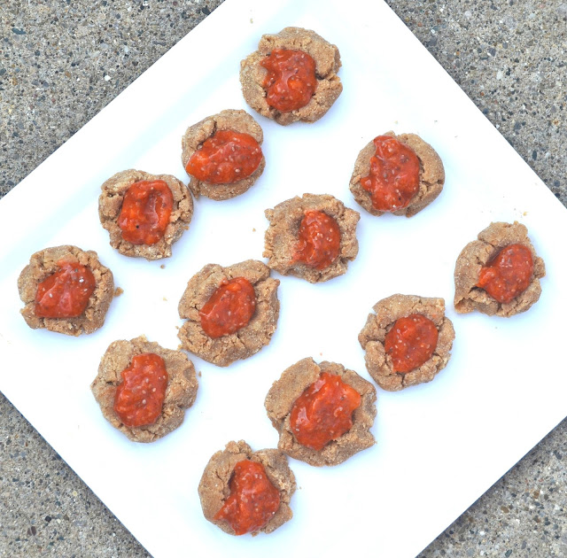 No-Bake Peanut Butter Thumbprint Cookies with Chia Jam