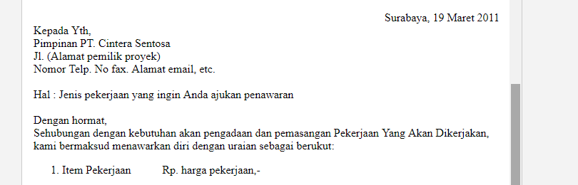 Contoh Surat Permohonan Membuat Projek Berikut contoh, format, cara