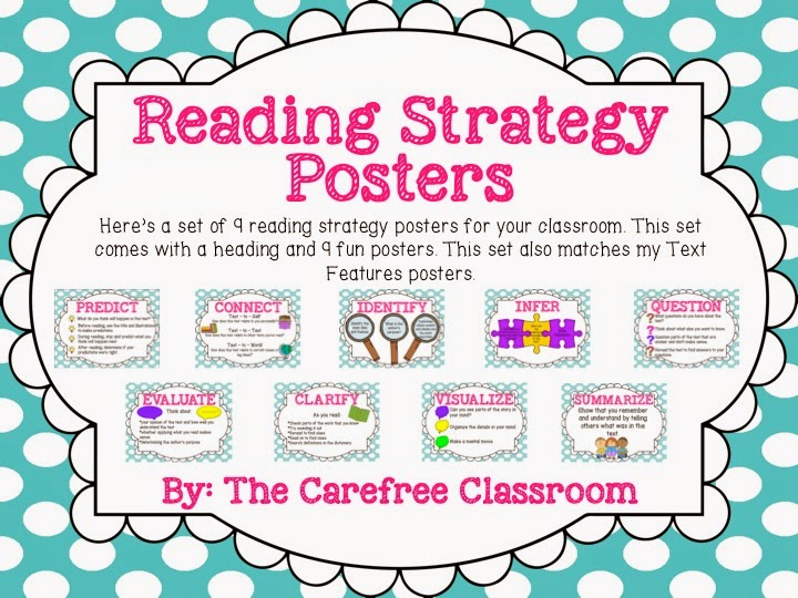 http://www.teacherspayteachers.com/Product/Polka-Dot-Reading-Strategy-Posters-1472167