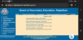 Rajasthan 10th board result download