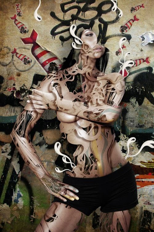 Alberto Seveso photography photoshop fashion sensual sexy women female models texture body painting tattoo