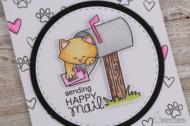 Sending Happy Mail Card by Juliana Michaels featuring Newton's Happy Mail Stamp and Die Set from the January 2017 Release