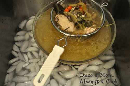 ice bath for chicken stock