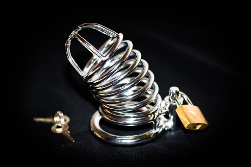 submissive male chastity device belt