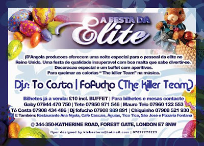 Festa Da ELite bilhetes a venda no Restaurante Ana NGola, Cafe Cascais, Aguias, Tico Tico, Sao Jose e Pizzaria Fontana