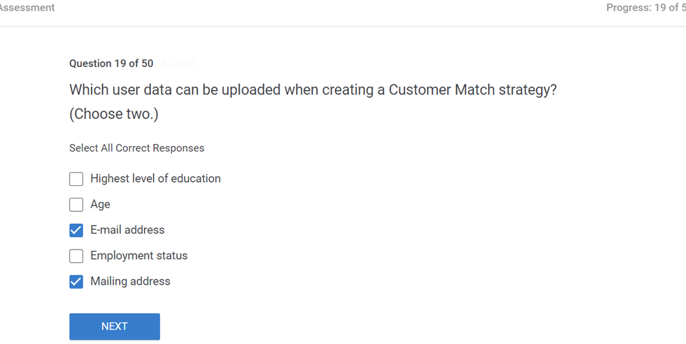 Which user data can be uploaded when creating a customer match strategy