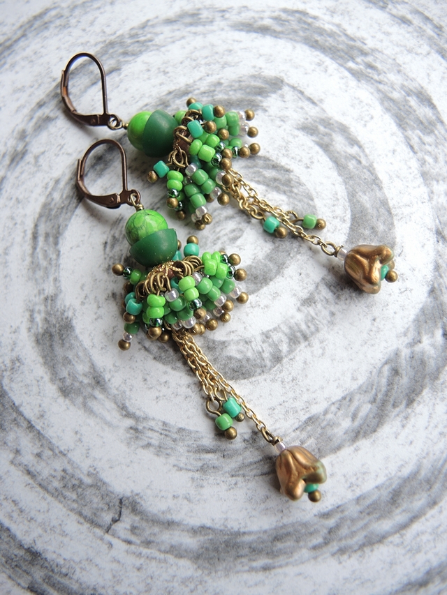 DIY oorbellen/earrings 'green green green'