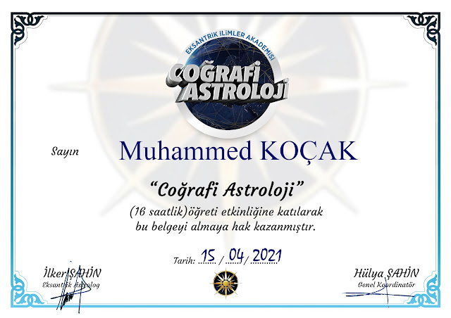 astrologer Muhammet Koçak geographical astrology education certificate