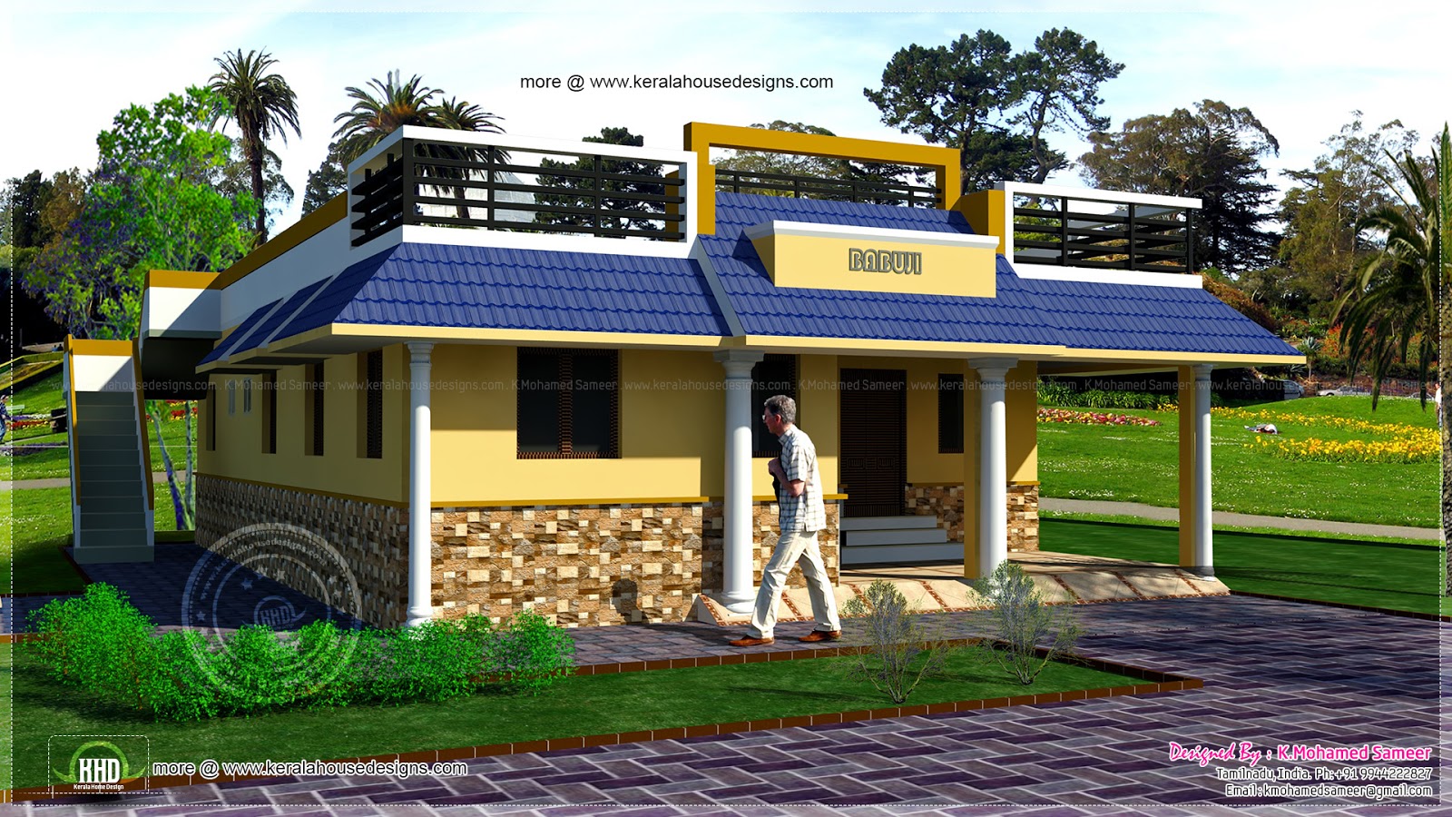  3  bedroom  single floor house  plan  Kerala home  design and 