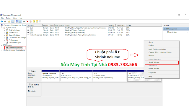 Chia ổ cứng (tách ổ cứng) trong win 10 - H03