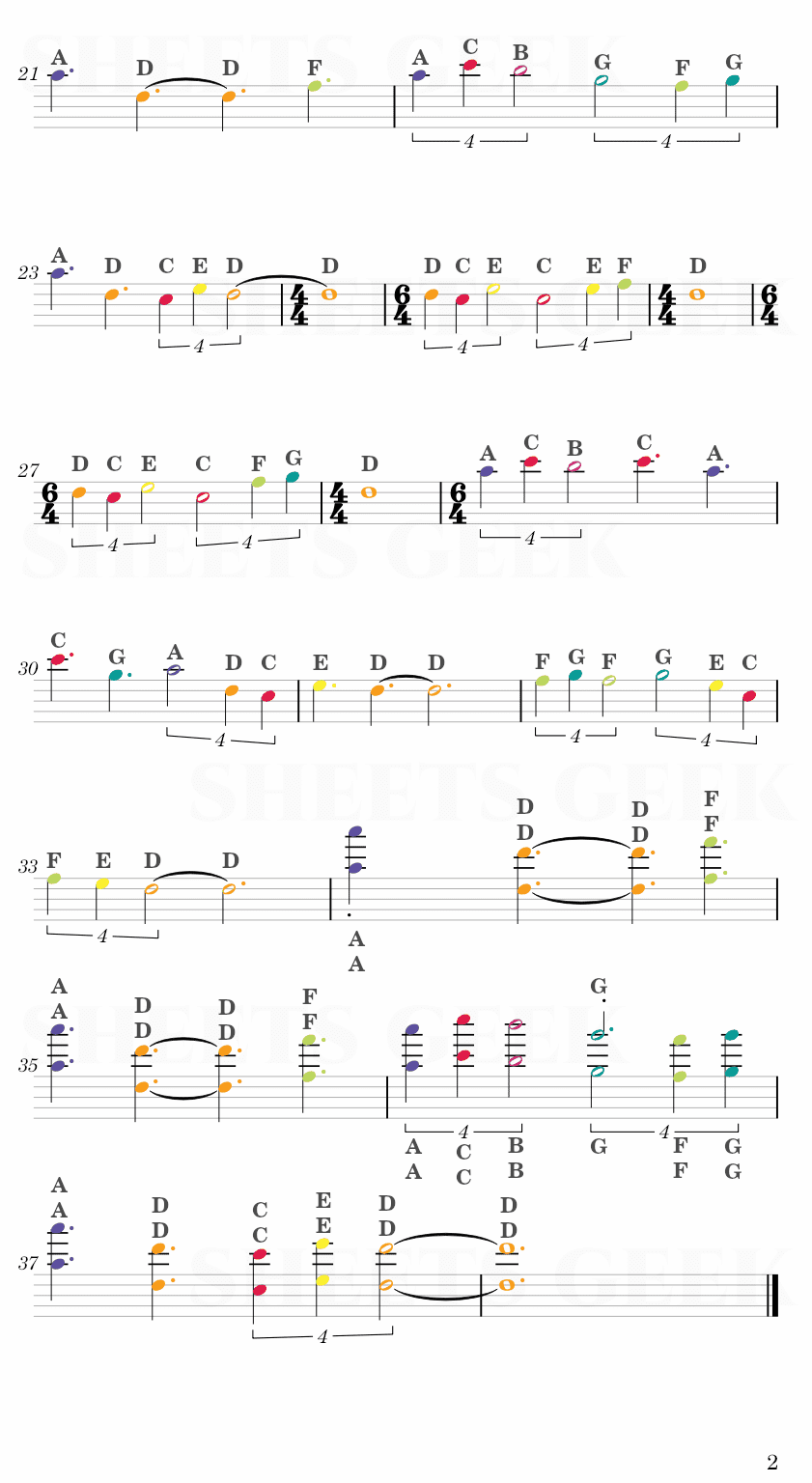 Song of Time The Temple Of Time - The Legend of Zelda: Ocarina of Time Easy Sheet Music Free for piano, keyboard, flute, violin, sax, cello page 2