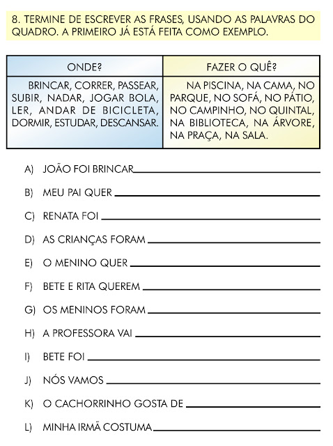 Atividades Português 5 ano verbos