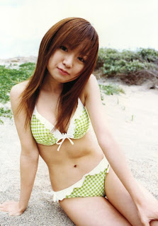 Asami Konno Japanese Cutie Singer Sexy Green Bikini Photo 3