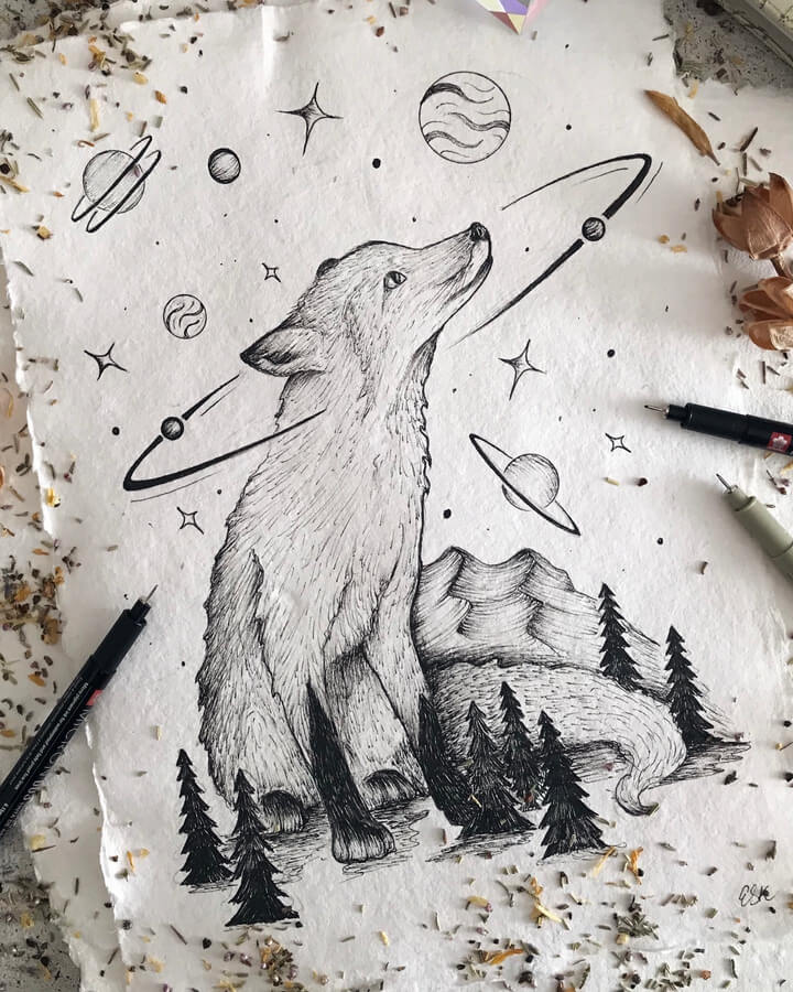 10-Mindvis-between-stars-Ink-Drawings-Ewa-Skuta-www-designstack-co