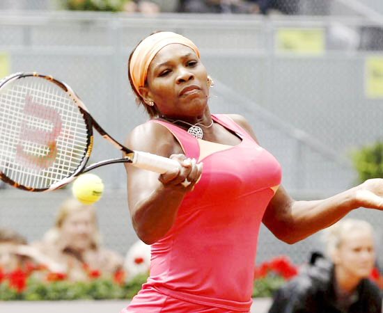 Serena Williams against Russian Vera Dushevina during a Madrid Masters