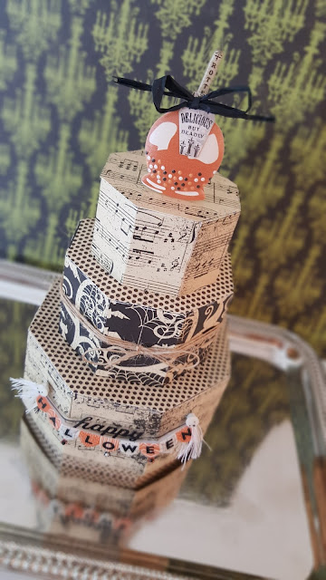 This is a picture of a three-tier papercrafted Halloween Cake