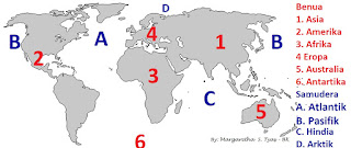  Soal Latihan dan Ulangan IPS wacana Benua dan Samudera di Dunia  Soal Latihan dan Ulangan IPS wacana Benua dan Samudera di Dunia