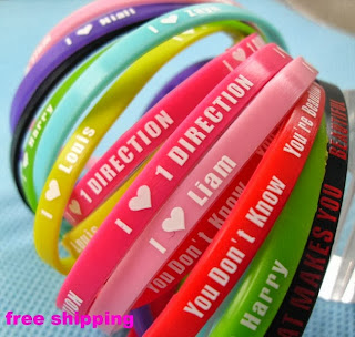 50X kids Silicone One direction bracelets 1D Wristbands Party gift Jewelry