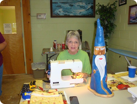 The Wiz and I working on a quilt for my sister at Coastal Haven.