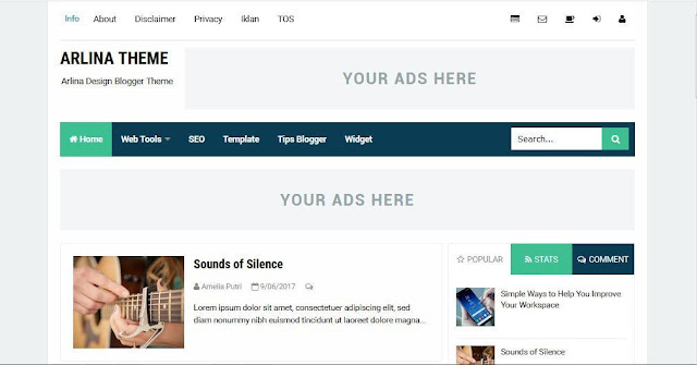 Arlina Theme - Template Blog Simple Sederhana Gratis