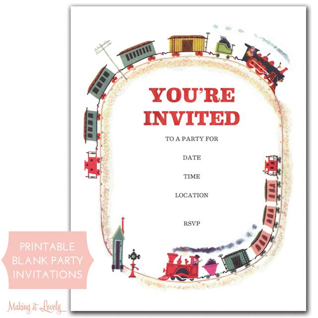 Imprimible gratis invitacion de cumpleaños, Train Party Invitations Free Printable