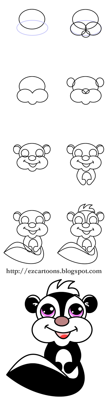 Easy To Draw Cartoons: How To Draw A Skunk