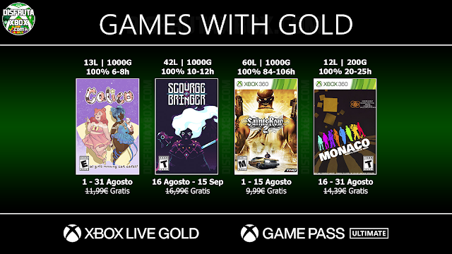 Juegos con Gold (Agosto 2022) #gwg