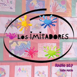 Imagen de dibujos de niños con un logo que dice "Los imitadores " en el medio