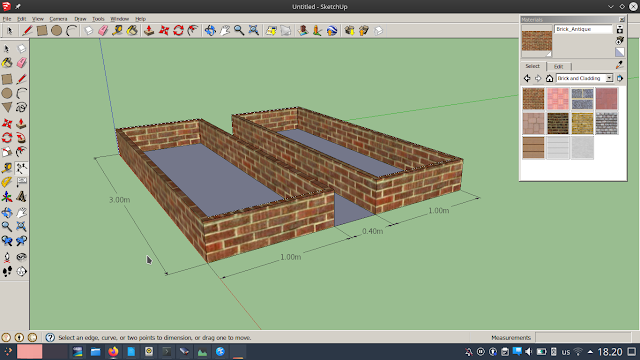 Desain awal raised beds dengan SketchUp