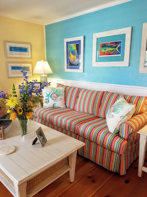 Sunny Living Room of a Historic Beaufort, NC home that dates back to 1883. 