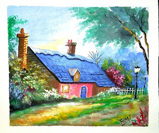 Beautiful Rest House Scenery Painting,Acrylic Painting Tutorial