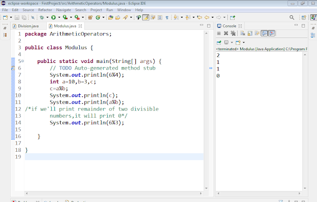 Arithmetic Operators example in Java