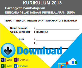 Download RPP Kurikulum 2013 Kelas 1 SD Tema Benda, Hewan dan Tanaman disekitarku