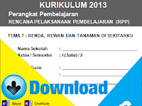 Download RPP Kurikulum 2013 Kelas 1 SD Tema Benda, Hewan dan Tanaman disekitarku