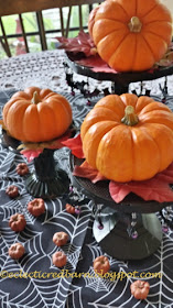 Eclectic Red Barn: Candlesticks with small pumpkins