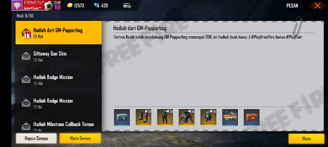 Kode Redeem Free fire Terbaru 2020