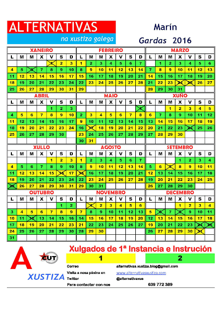 Marín. Calendario gardas 2016