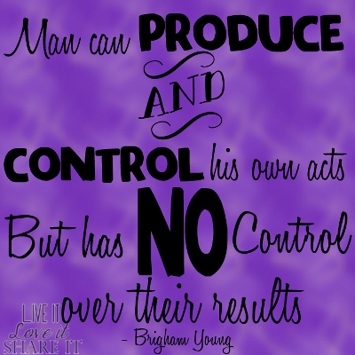 Man can produce and control his own acts, but he has no control over their results. - Brigham Young