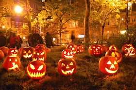 Halloween pumpkin field