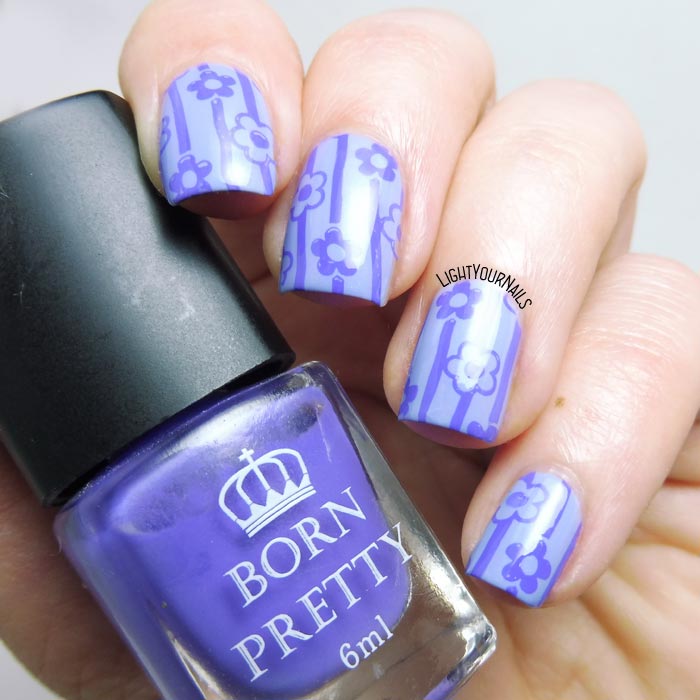 Nail art lilla viola pastello righe e fiori lilac pastel #stamping #nailart #nails #unghie #lightyournails