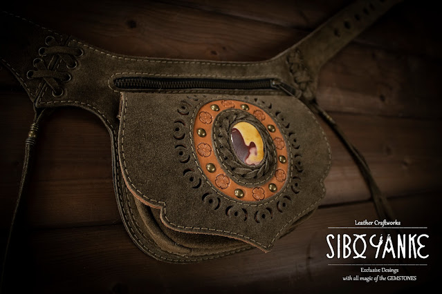 Leather waist bag - Festival Belt an exclusive desing HANDMADE with all magic of the Gemstones.