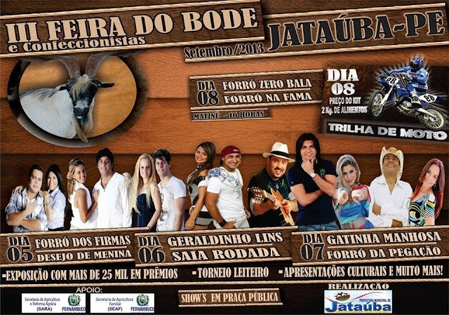 III Festa do Bode em Jataúba/PE começa dia 05 setembro
