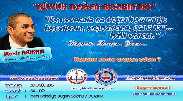 Münir ARIKAN Bozkır'da Seminer verecek