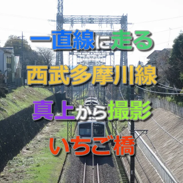 一直線に走る電車（西武多摩川線）を真上から撮影するなら「いちご橋」