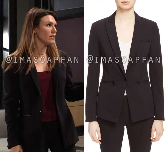 Margaux Dawson, Elizabeth Hendrickson, Black Blazer with Zip Pockets, General Hospital, GH